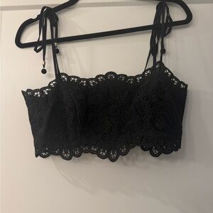 Zimmermann Black Lace Crop Top